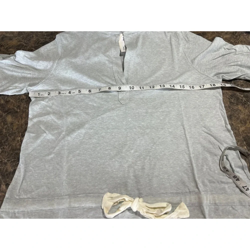 Eberjey Heather Grey Drawstring Tunic Top Roll Sleep Small NEW Lounge Coastal - Picture 5 of 6